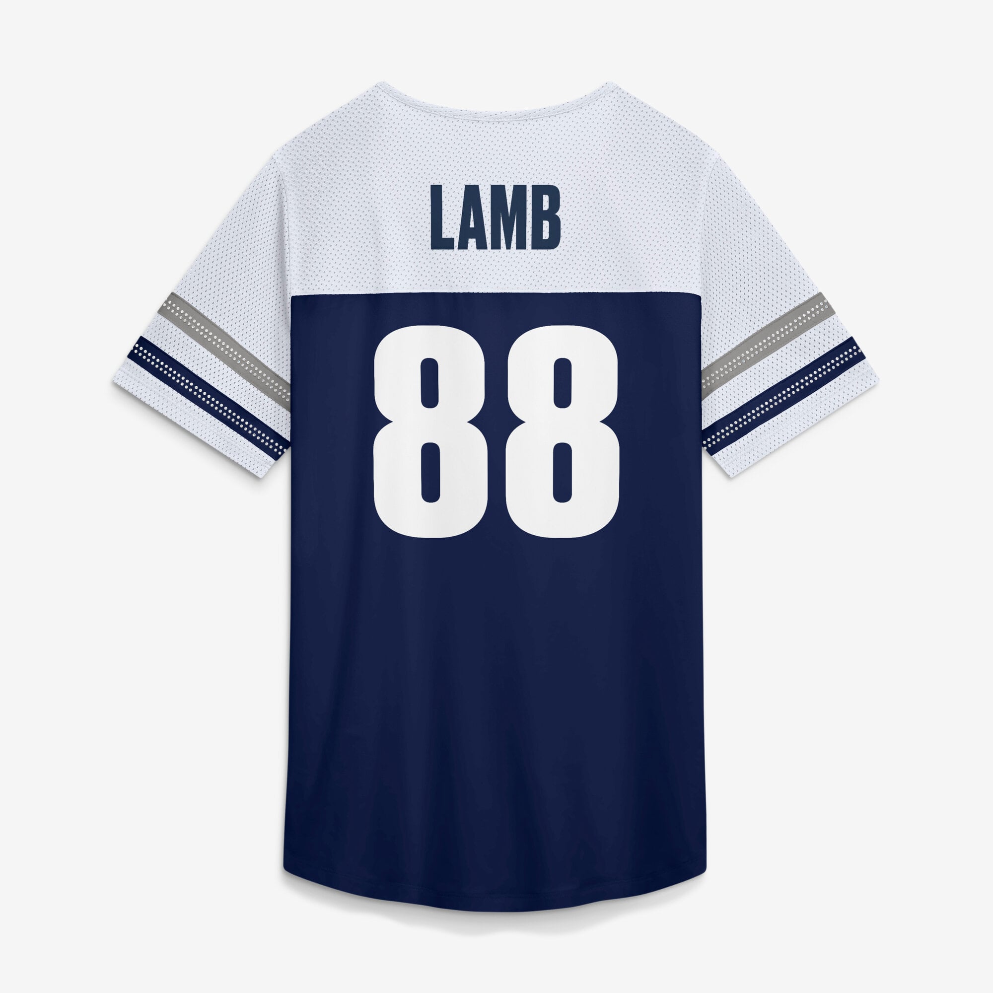 T-shirt Fanatics CeeDee Lamb bleu marine Dallas Cowboys Curl Route Athena à lacets avec nom et numéro pour femme
